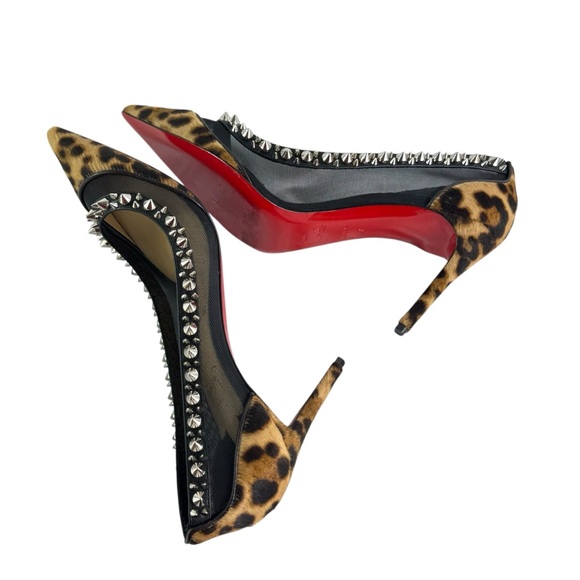 CHRISTIAN LOUBOUTIN Galativi Spikes 85 Leopard Mesh Heels Pump 37 - 7US - Picture 10 of 11